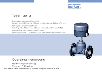 Burkert 2012 Pneumatically operated 2/2 way globe valve CLASSIC Manuel utilisateur | Fixfr