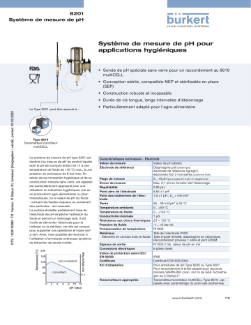 Burkert 8201 pH measuring system Fiche technique | Fixfr