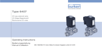 Burkert 6407 Servo-assisted 2/2-way piston valve Manuel utilisateur | Fixfr
