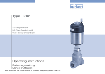 Burkert 2101 Pneumatically operated 2/2-way globe valve ELEMENT Manuel utilisateur | Fixfr