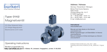 Burkert 0142 Diaphragm valve 2/2 way servo-assisted Manuel utilisateur | Fixfr