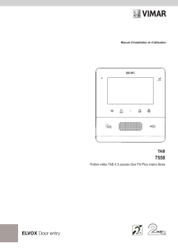 Vimar 7558 Video entryphone Tab Free 4,3 2F+ white Manuel du propriétaire