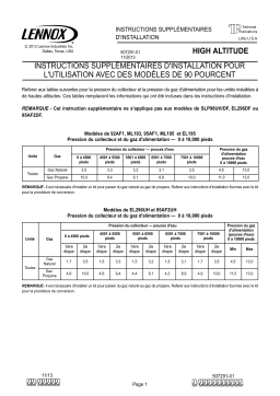 Lennox Supplement For Single and Two-Stage 90% Furnace Guide d'installation