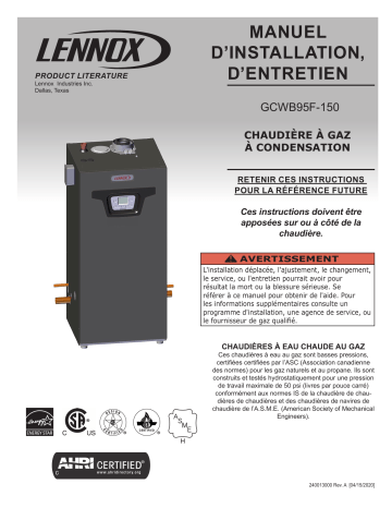 Lennox GCWB95F-150 - le plancher Guide d'installation | Fixfr