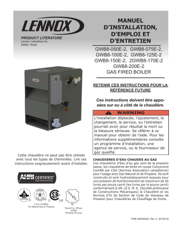 Lennox GWB8-050/200E Boilers Guide d'installation | Fixfr