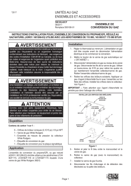 Lennox LP/Propane to Natural Gas Changeover Kit (43W31 / 601266-03) -- LF24 / SEP-115, 145 & 175 Guide d'installation