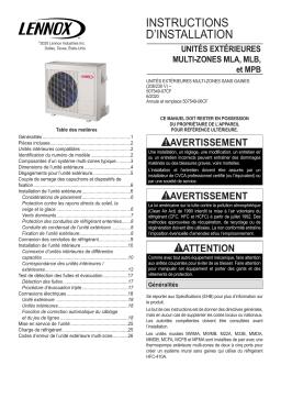 Lennox MLA, MPA and MPB Multi-Zone Heat Pump Guide d'installation