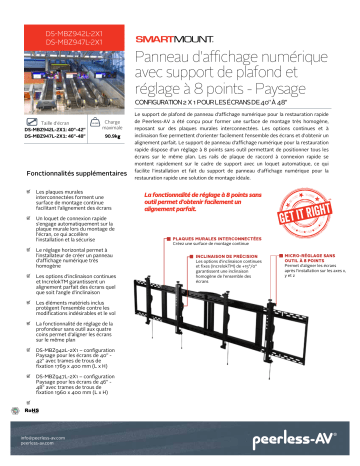 PEERLESS-AV DS-MBZ947L-2X1 SmartMount® Digital Menu Board Ceiling Mount Mode d'emploi | Fixfr