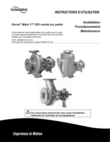 Flowserve Durco Mark 3 ISO Frame Mounted Pumps Manuel utilisateur | Fixfr