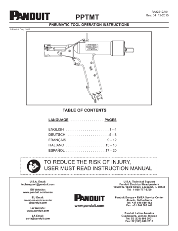 Panduit PPTMT Cable Tie and Custom Length Banding Tool Manuel du propriétaire | Fixfr