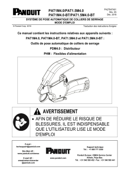 Panduit PAT1M4.0-BT Automatic Cable Tie Tool - Tool Head Manuel du propriétaire