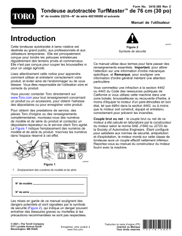 Toro 30in TurfMaster Walk-Behind Lawn Mower Walk Behind Mower Manuel utilisateur | Fixfr