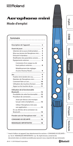Roland Aerophone mini Digital Wind Instrument Manuel du propriétaire | Fixfr