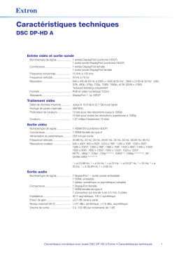 Extron DSC DP-HD A spécification