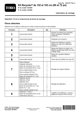 Toro 72in Recycler Kit Attachment Guide d'installation