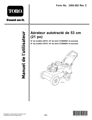 Toro 21in Walk-Behind Aerator Manuel utilisateur | Fixfr