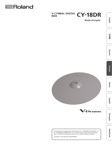 Roland CY-18DR V-Cymbal Ride Manuel du propriétaire | Fixfr