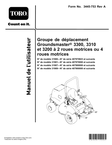 Toro Groundsmaster 3200 2-Wheel Drive Traction Unit Riding Product Manuel utilisateur | Fixfr