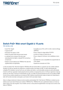 Trendnet TPE-1021WS 10-Port Gigabit Web Smart PoE+ Switch Fiche technique