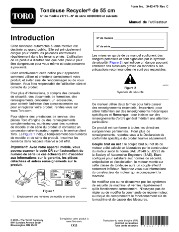 Toro 55cm Recycler Lawn Mower Walk Behind Mower Manuel utilisateur | Fixfr