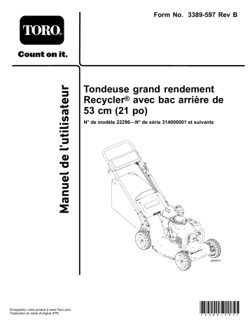 Toro 21in Heavy-Duty Recycler/Rear Bagger Lawn Mower Walk Behind Mower Manuel utilisateur | Fixfr