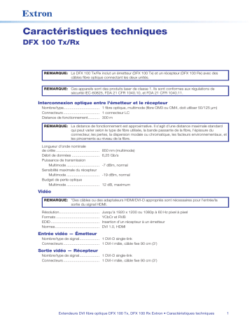 Extron DFX 100 spécification | Fixfr