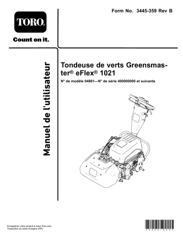 Toro Greensmaster eFlex 1021 Greensmower Walk Behind Mower Manuel utilisateur | Fixfr