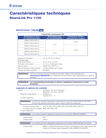 Extron ShareLink Pro 1100 spécification | Fixfr