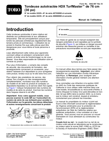 Toro 30in TurfMaster HDX Walk-Behind Lawn Mower Walk Behind Mower Manuel utilisateur | Fixfr