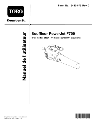 Toro PowerJet F700 Blower Blowers/Vacuum Manuel utilisateur | Fixfr