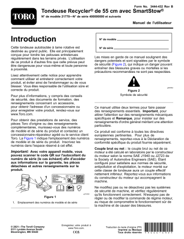 Toro 55cm Recycler Lawn Mower Walk Behind Mower Manuel utilisateur | Fixfr