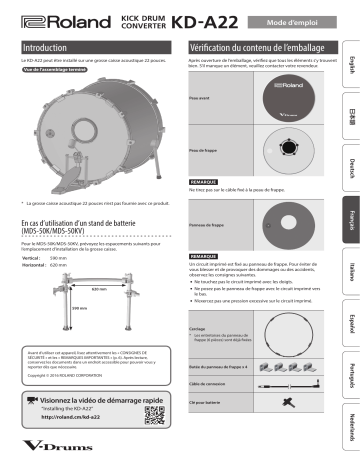 Roland KD-A22 Bas Davul Çeviricisi Manuel du propriétaire | Fixfr