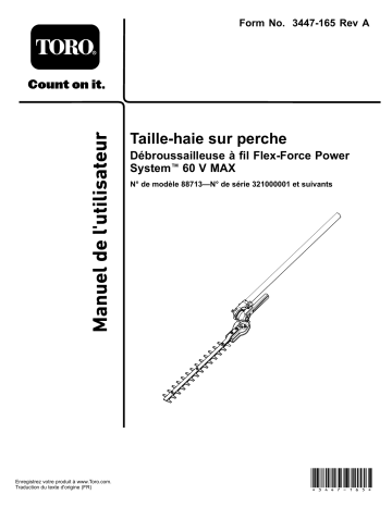 Toro Pole Hedge Trimmer Attachment, Flex-Force Power System 60V MAX String Trimmer Manuel utilisateur | Fixfr