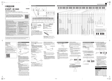Casio CDP-S160 Electronic Musical Instrument Guide de démarrage rapide | Fixfr