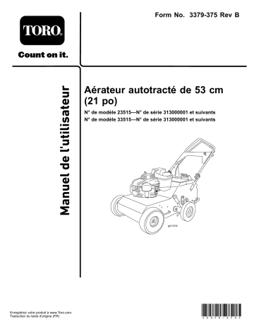 Toro 21in Walk-Behind Aerator Manuel utilisateur | Fixfr