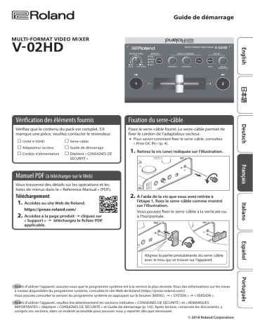 Roland V-02HD 紧凑型视频切换台 Mode d'emploi | Fixfr