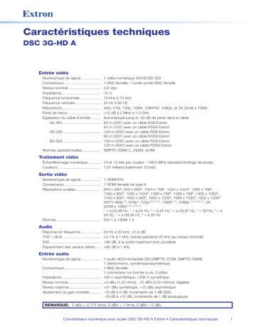 Extron DSC 3G-HD A spécification | Fixfr