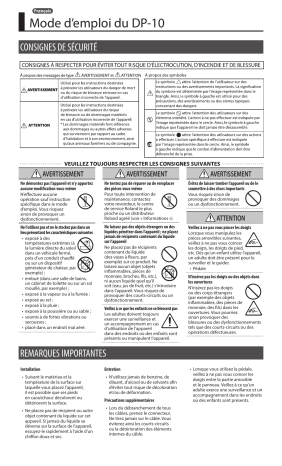 Roland DP-10 Pédale de sustain Manuel du propriétaire | Fixfr