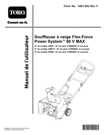 Toro Flex-Force Power System 60V MAX Snowthrower Manuel utilisateur | Fixfr