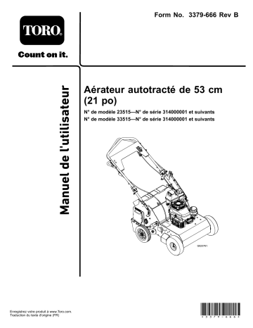 Toro 21in Walk-Behind Aerator Manuel utilisateur | Fixfr