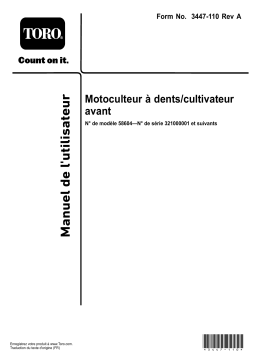 Toro Front Tine Tiller/Cultivator Manuel utilisateur
