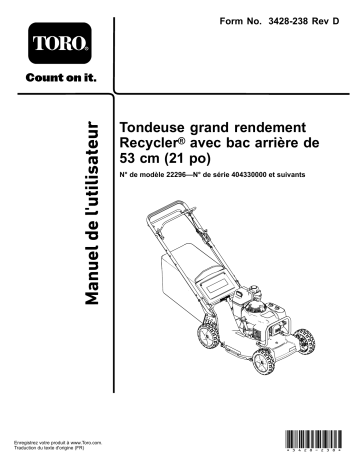 Toro 21in Heavy-Duty Recycler/Rear Bagger Lawn Mower Walk Behind Mower Manuel utilisateur | Fixfr