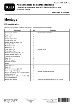 Toro Trimmer Mount Kit, Z Master Professional 2000 Series Riding Mower Riding Product Guide d'installation