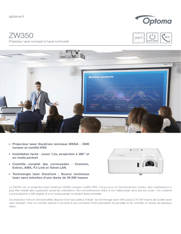 Optoma ZW350 Compact high brightness laser projector Manuel du propriétaire | Fixfr