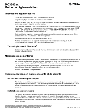 Zebra MC3300ax Manuel du propriétaire | Fixfr