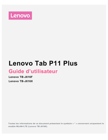 Lenovo Tab P11 Plus Manuel utilisateur | Fixfr