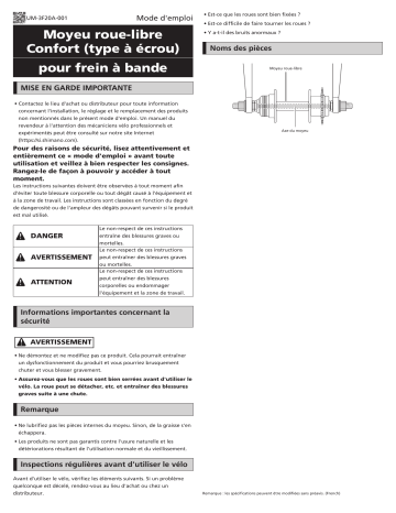 Shimano FH-S028 Moyeu libre (Frein à bande) Manuel utilisateur | Fixfr