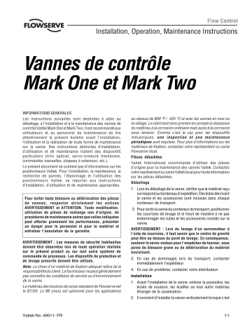 Flowserve Valtek Mark One and Mark Two Control Valves Manuel utilisateur | Fixfr