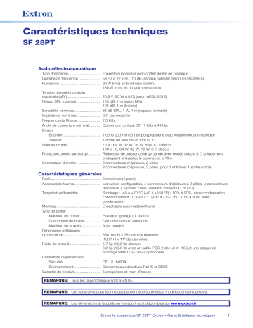 Extron SF 28PT spécification | Fixfr