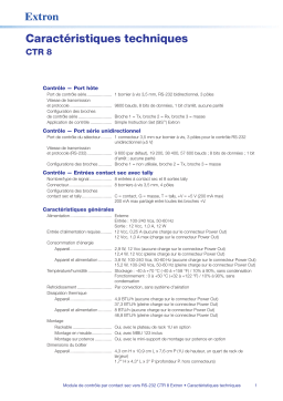 Extron CTR 8 spécification